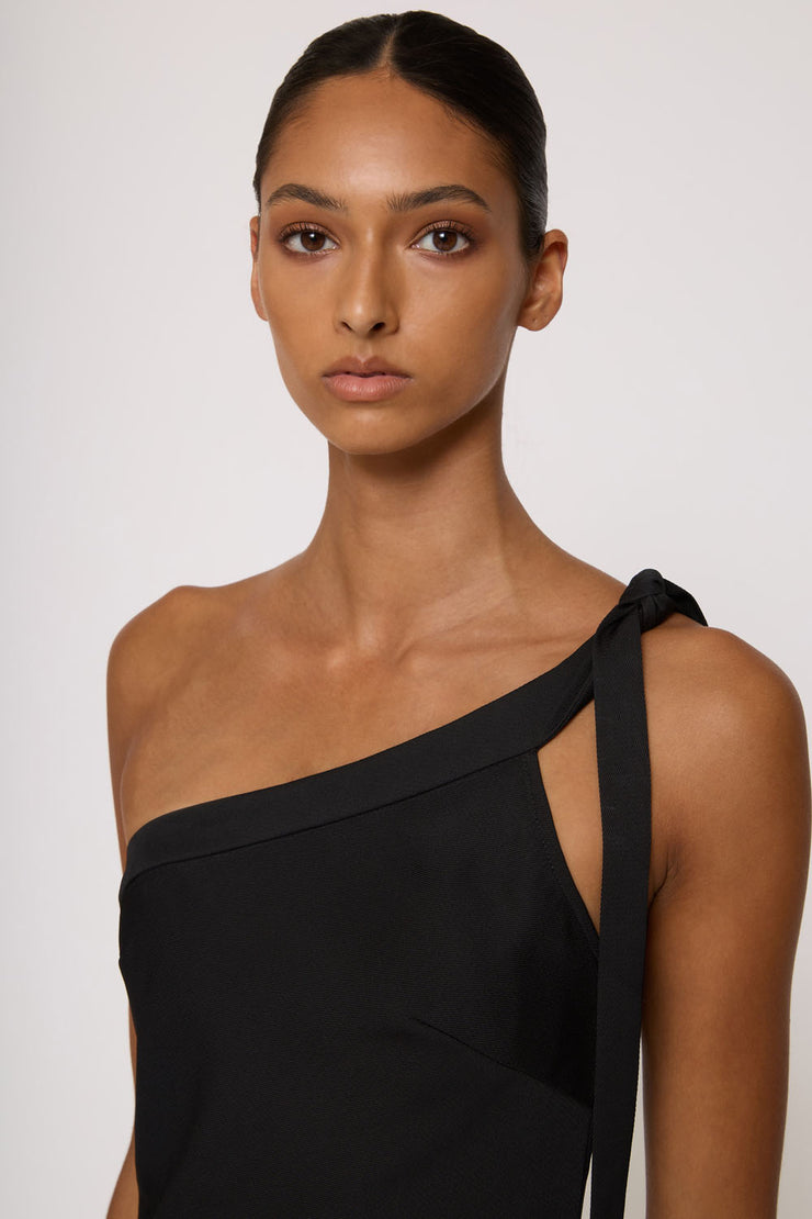 Beverly Tie Shoulder Bias Gown - Black