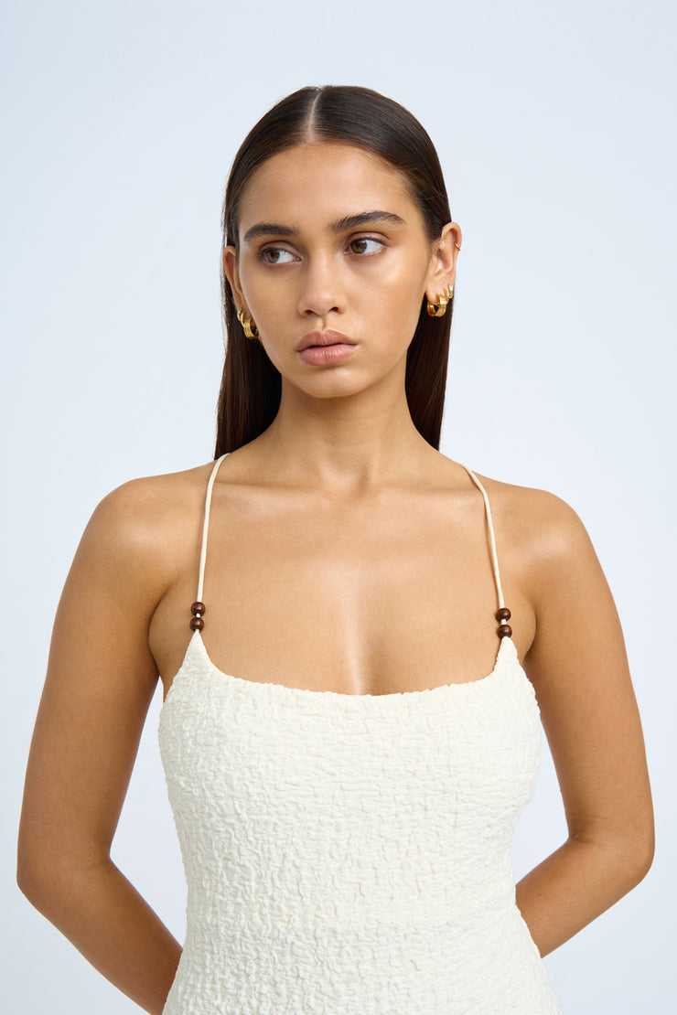 Bianca Bead Midi Dress - Ivory