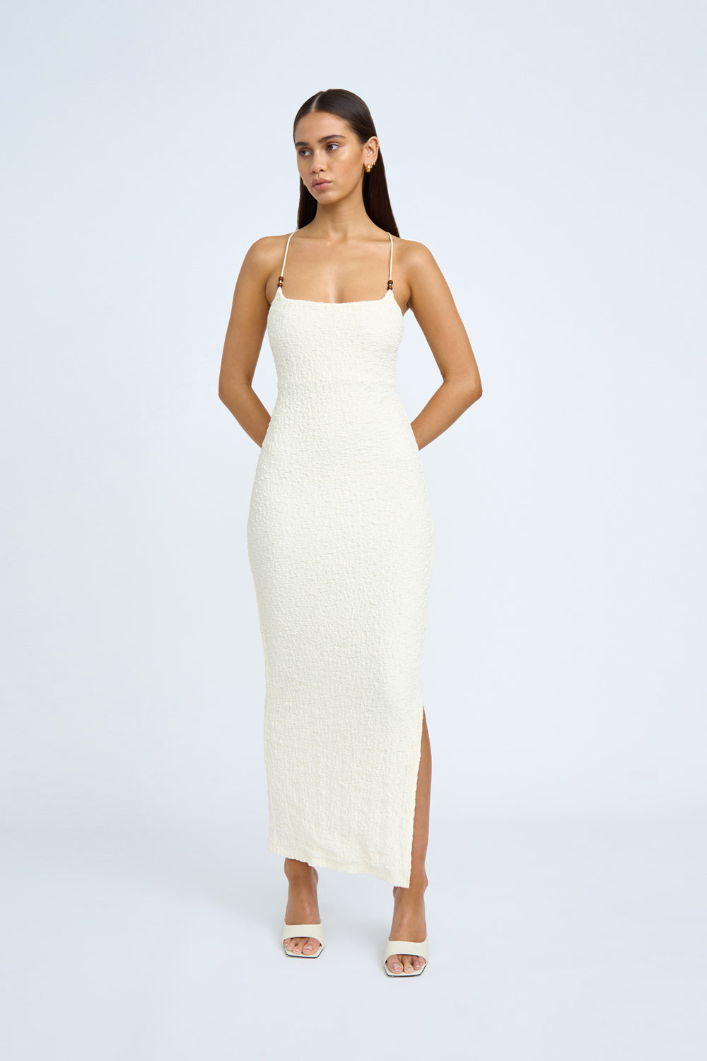 Bianca Lace-Up Back Bow Midi Dress