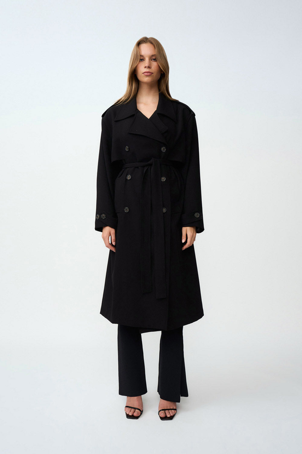 Blair Belted Trench Coat - Black – BY JOHNNY.
