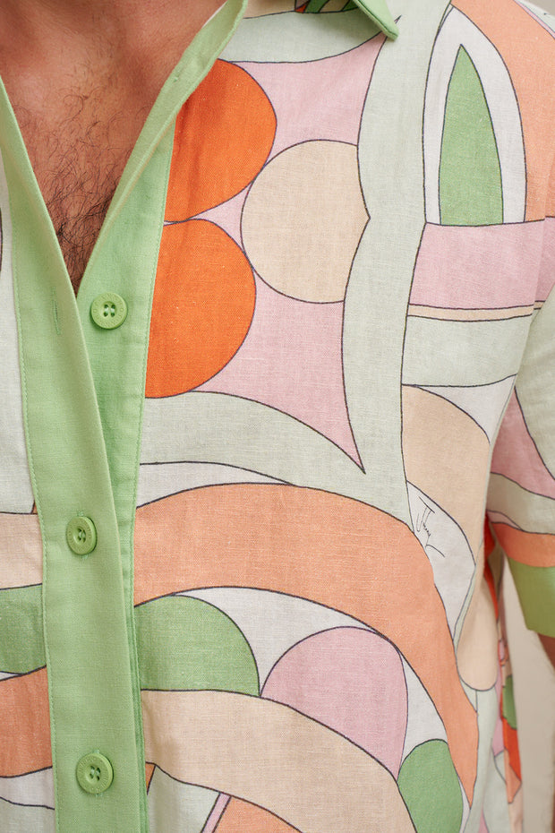 Bloomtide Sun Shirt - Multi Green Peach