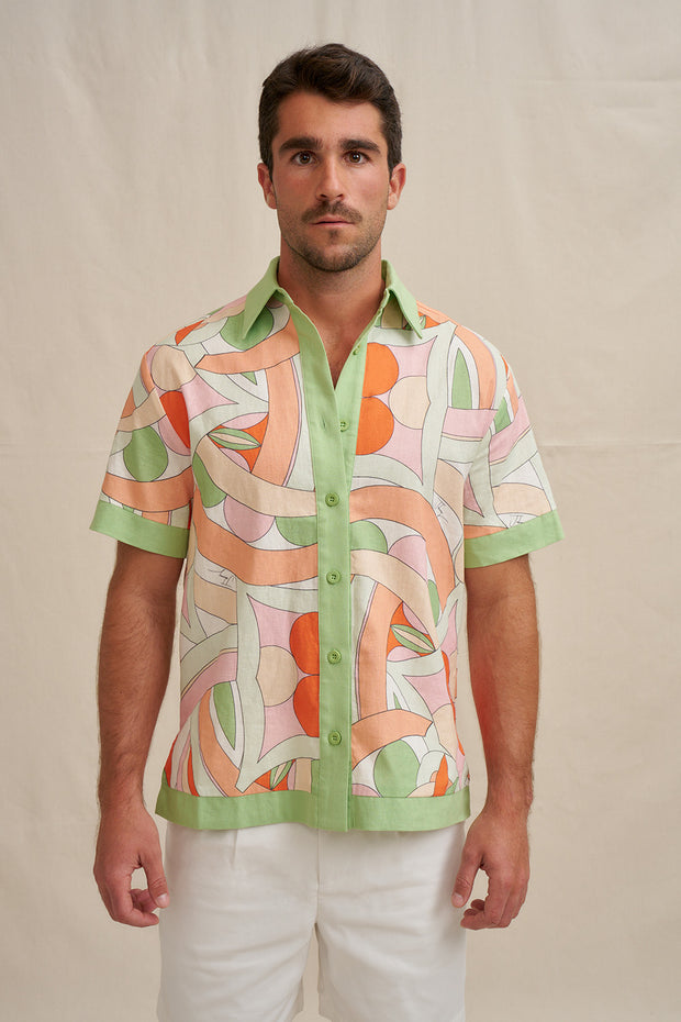 Bloomtide Sun Shirt - Multi Green Peach