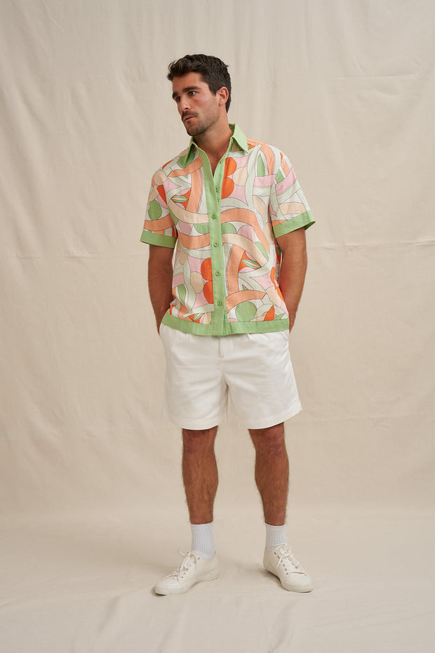 Bloomtide Sun Shirt - Multi Green Peach