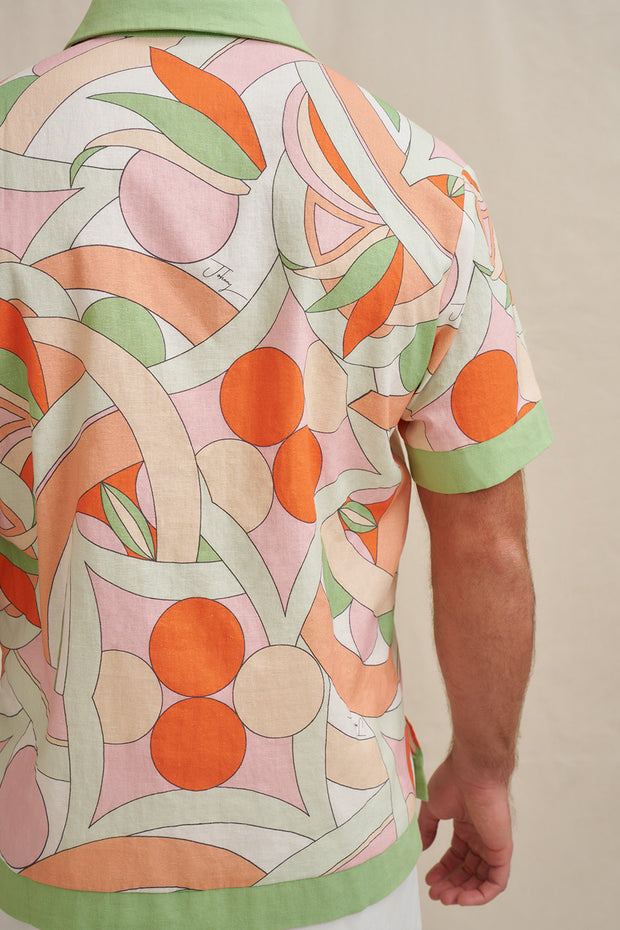 Bloomtide Sun Shirt - Multi Green Peach
