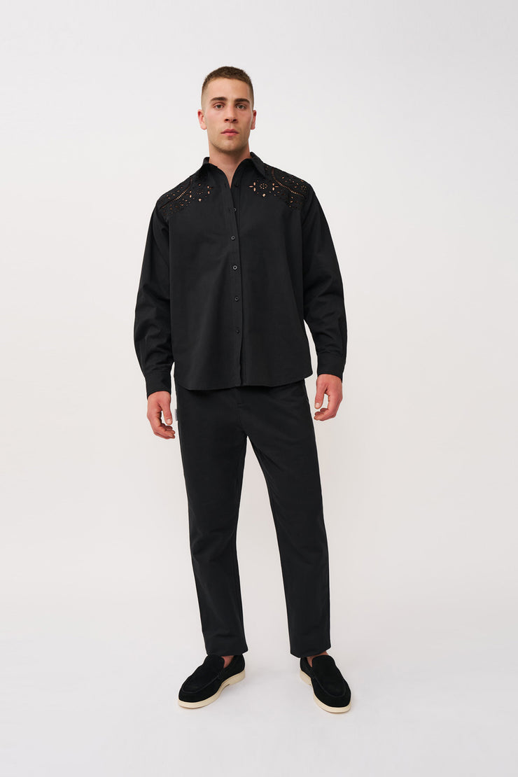 Bowie Broderie Shirt | Final Sale - Black