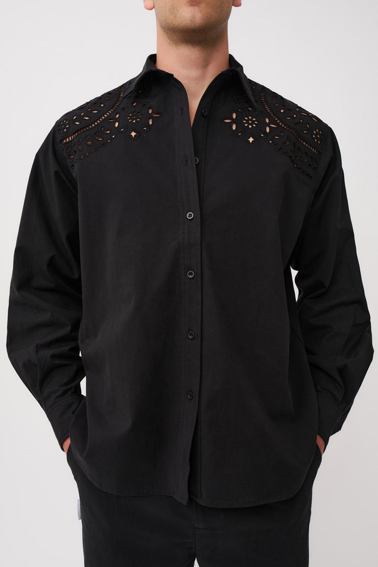 Bowie Broderie Shirt | Final Sale - Black