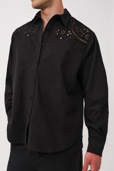 Bowie Broderie Shirt - Black