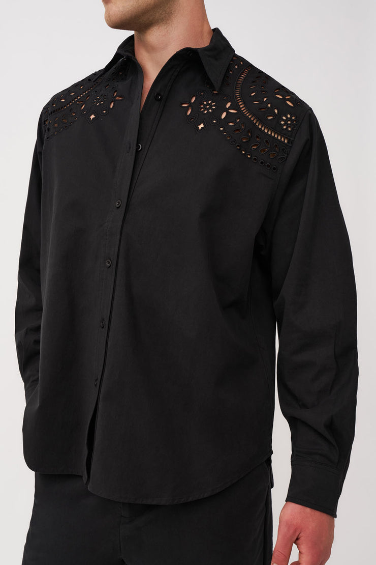 Bowie Broderie Shirt | Final Sale - Black