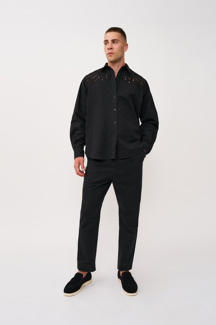 Bowie Broderie Shirt - Black