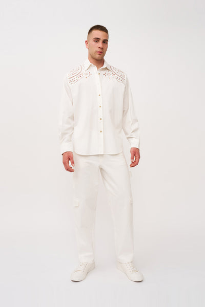 Bowie Broderie Shirt - Ivory