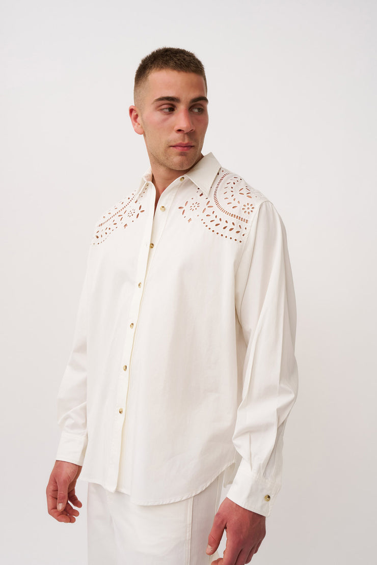 Bowie Broderie Shirt - Ivory