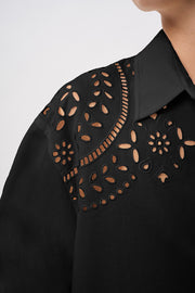 Bowie Broderie Shirt | Final Sale - Black