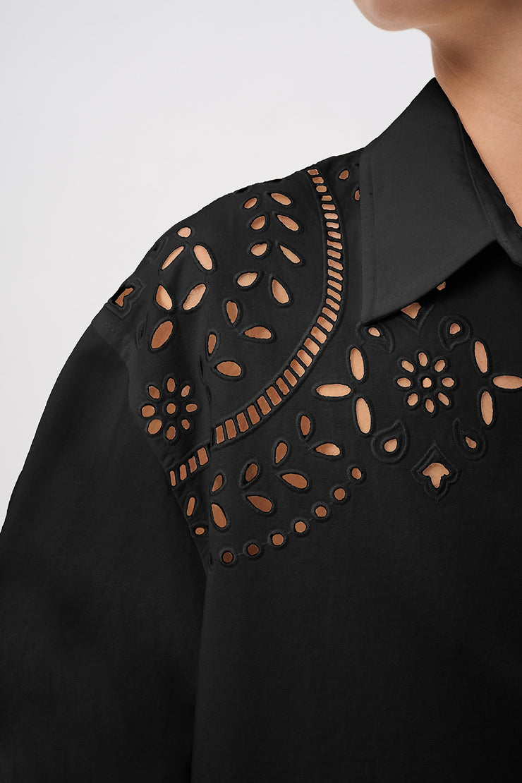 Bowie Broderie Shirt | Final Sale - Black