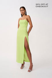 Brielle Bind Strapless Dress - Pear Green