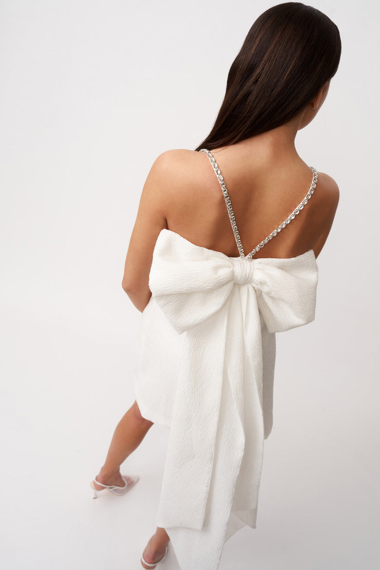 Brooklyn Bow Back Mini Dress - Ivory