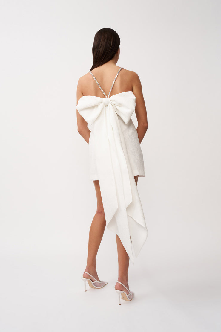 Brooklyn Bow Back Mini Dress - Ivory