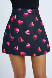 Bubble Heart Mini Skirt - Black Red Pink