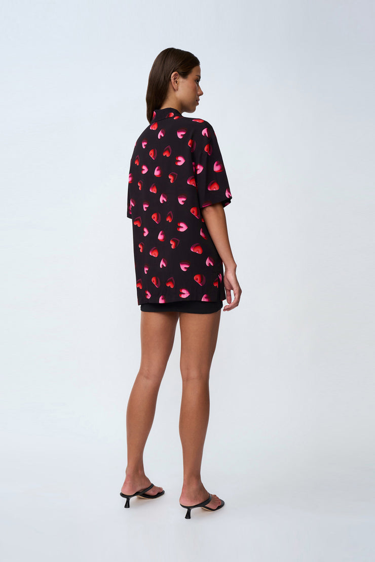 Bubble Heart Shirt - Black Red Pink