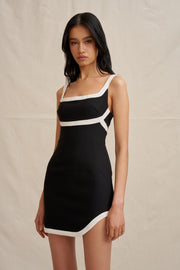 Calypso Splice Mini Dress - Ivory Black