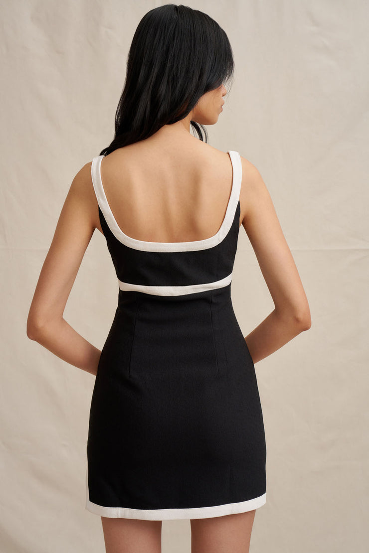 Calypso Splice Mini Dress - Ivory Black