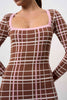 Carolina Check Knit Dress - Brown Pink