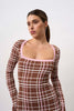Carolina Check Knit Dress - Brown Pink