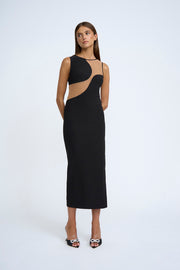 Cassandra Contrast Curve Dress | Final Sale - Black Tan