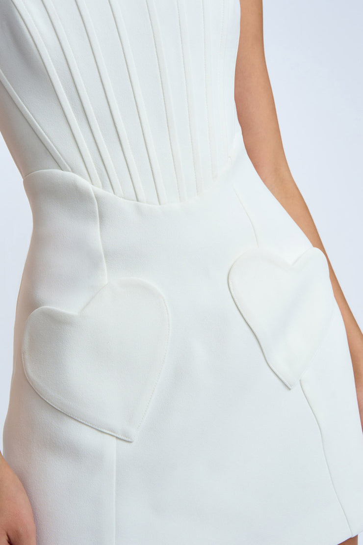 Celeste Corset Heart Mini Dress - Ivory