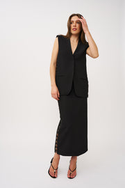 Chain Trim Longline Skirt - Black