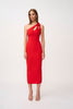 Chiara One Shoulder Midi Dress - Red