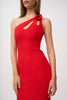 Chiara One Shoulder Midi Dress - Red