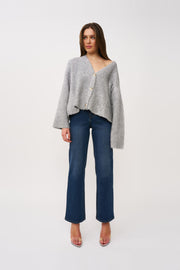 Chrome Knit Oversized Cardi - Silver