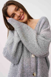 Chrome Knit Oversized Cardi - Silver
