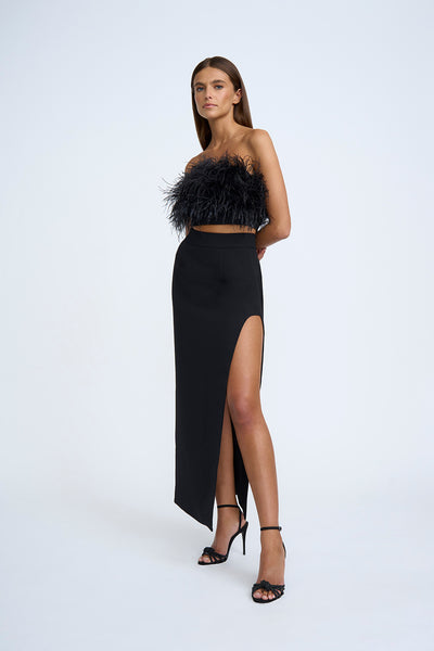 Curve Split Full Length Skirt | Final Sale - Black