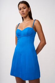 Caribbean Pipe Mini Dress- Azure Blue