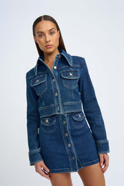 Daze Denim Pipe Crop Jacket | Final Sale - Indigo