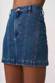 Della Denim Panel Mini Skirt | Final Sale - Blue Wash