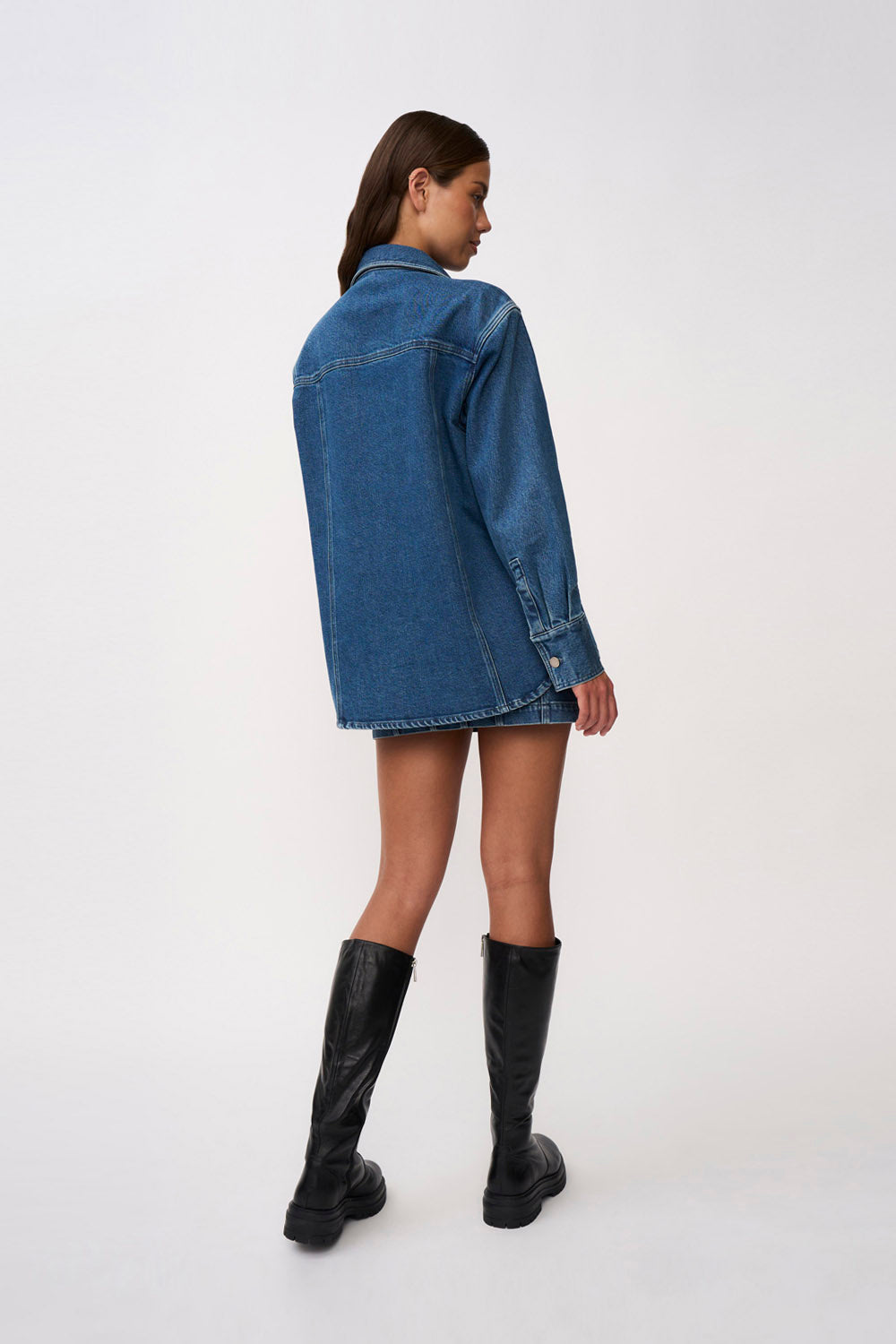 SANA DENIM PANELLED MINI SKIRT main image 0