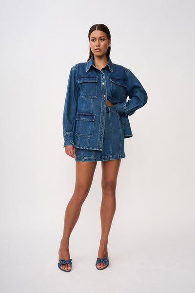 Della Denim Structured Jacket | Final Sale - Blue Wash