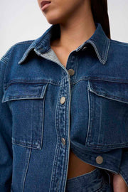 Della Denim Structured Jacket - Blue Wash