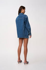 Della Denim Structured Jacket - Blue Wash