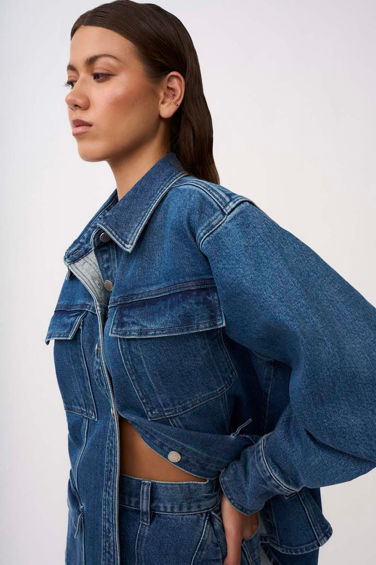 Della Denim Structured Jacket | Final Sale - Blue Wash