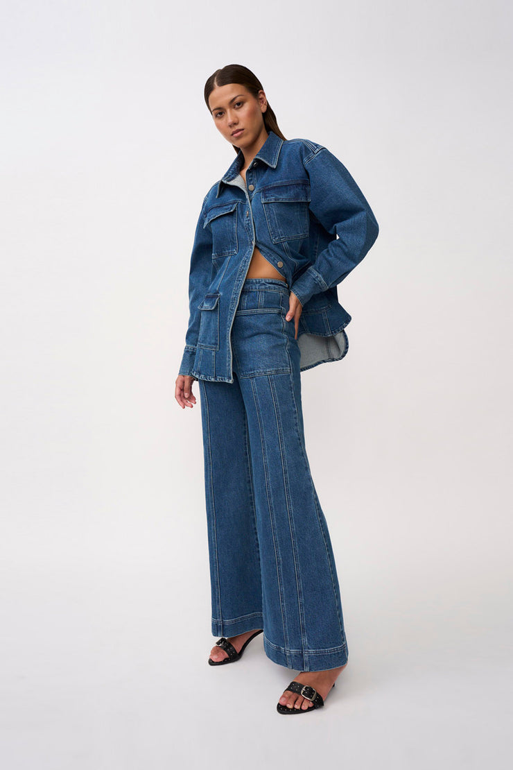 Della Denim Structured Jacket | Final Sale - Blue Wash