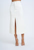 Denim Panel Midi Skirt - Ivory