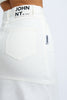 Denim Panel Midi Skirt - Ivory