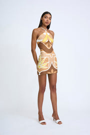 Desert Blooms Mini Skirt - Toasted Nut Primrose