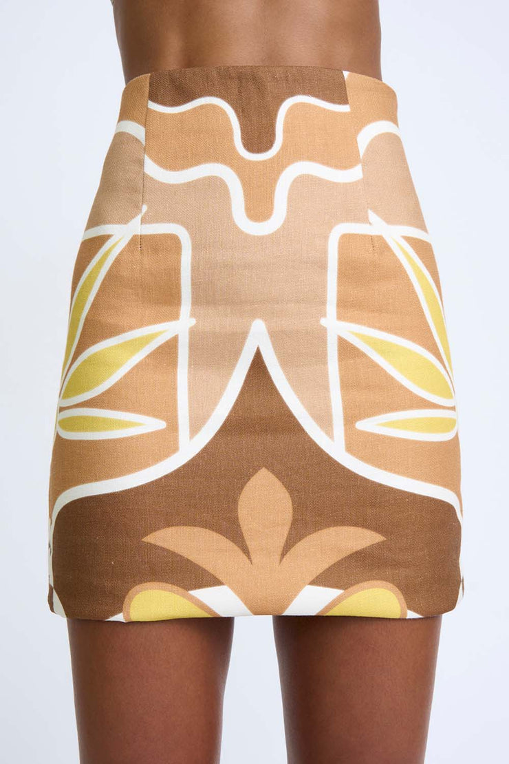 Desert Blooms Mini Skirt - Toasted Nut Primrose