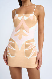 Desert Blooms Shift Mini - Pink Tan Multi