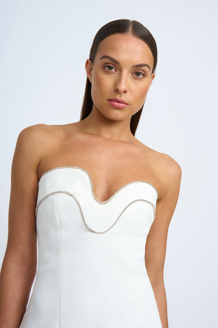 Dia Diamond Wave Strapless Mini - Ivory