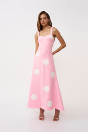 Dolcetto Spot Ankle Dress - Pink Ivory